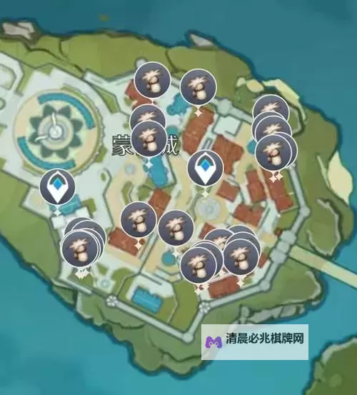 《原神》慕风蘑菇采集路线规划图1